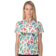 Colorful Triangle Vector Pattern V-neck Sport Mesh Tee