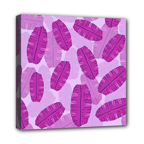 Exotic Tropical Leafs Watercolor Pattern Mini Canvas 8  X 8  (stretched) by Vaneshart