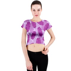 Exotic Tropical Leafs Watercolor Pattern Crew Neck Crop Top by Vaneshart