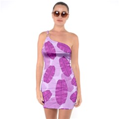 Exotic Tropical Leafs Watercolor Pattern One Soulder Bodycon Dress by Vaneshart