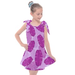 Exotic Tropical Leafs Watercolor Pattern Kids  Tie Up Tunic Dress by Vaneshart