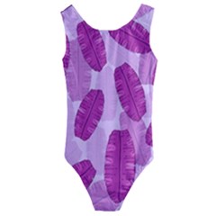 Exotic Tropical Leafs Watercolor Pattern Kids  Cut-out Back One Piece Swimsuit by Vaneshart