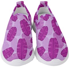 Exotic Tropical Leafs Watercolor Pattern Kids  Slip On Sneakers by Vaneshart