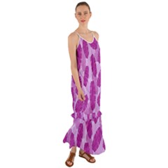 Exotic Tropical Leafs Watercolor Pattern Cami Maxi Ruffle Chiffon Dress by Vaneshart