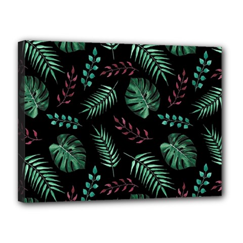 Tropical Leaves Pattern Canvas 16  X 12  (stretched) by Vaneshart