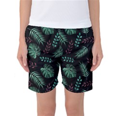 Tropical Leaves Pattern Women s Basketball Shorts by Vaneshart