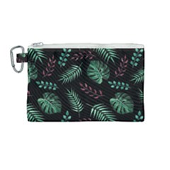 Tropical Leaves Pattern Canvas Cosmetic Bag (medium) by Vaneshart