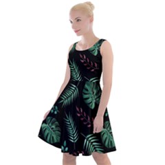 Tropical Leaves Pattern Knee Length Skater Dress by Vaneshart