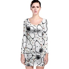 Dog Pattern Long Sleeve Bodycon Dress by Vaneshart