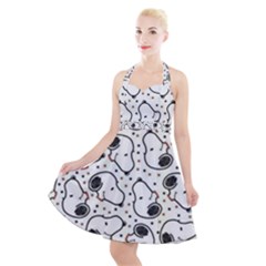 Dog Pattern Halter Party Swing Dress  by Vaneshart