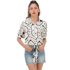 Dog Pattern Tie Front Shirt 