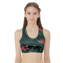 Tropical Flowers Pattern Tekstura Fon Background Pattern Sports Bra With Border by Vaneshart