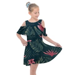 Tropical Flowers Pattern Tekstura Fon Background Pattern Kids  Shoulder Cutout Chiffon Dress by Vaneshart