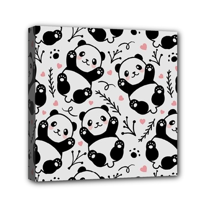 Panda Pattern Mini Canvas 6  x 6  (Stretched)