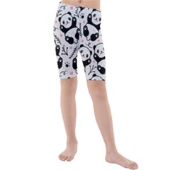 Panda Pattern Kids  Mid Length Swim Shorts by Vaneshart