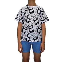 Panda Pattern Kids  Short Sleeve Swimwear by Vaneshart