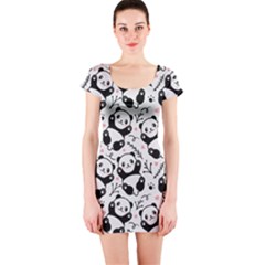 Panda Pattern Short Sleeve Bodycon Dress by Vaneshart