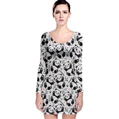 Panda Pattern Long Sleeve Velvet Bodycon Dress by Vaneshart