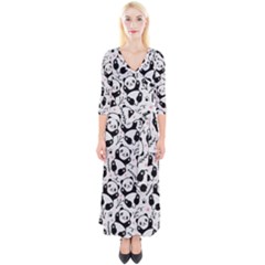 Panda Pattern Quarter Sleeve Wrap Maxi Dress by Vaneshart