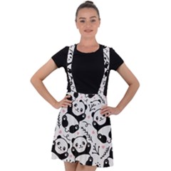 Panda Pattern Velvet Suspender Skater Skirt by Vaneshart