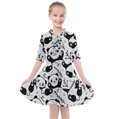 Panda Pattern Kids  All Frills Chiffon Dress by Vaneshart