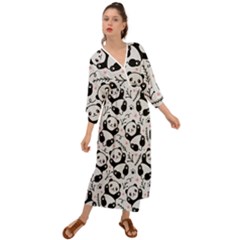 Panda Pattern Grecian Style  Maxi Dress