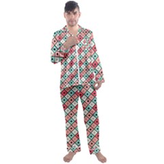 Romboidal Vector Pattern Men s Satin Pajamas Long Pants Set by Vaneshart