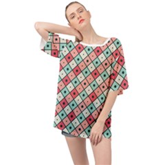 Romboidal Vector Pattern Oversized Chiffon Top