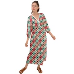 Romboidal Vector Pattern Grecian Style  Maxi Dress