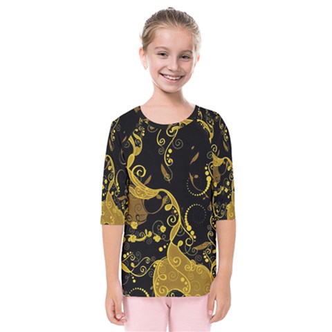 Floral Pattern Background Kids  Quarter Sleeve Raglan Tee by Vaneshart