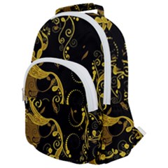 Floral Pattern Background Rounded Multi Pocket Backpack by Vaneshart