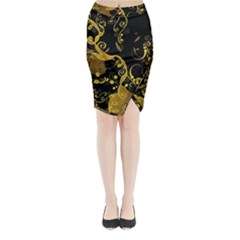 Floral Pattern Background Midi Wrap Pencil Skirt by Vaneshart