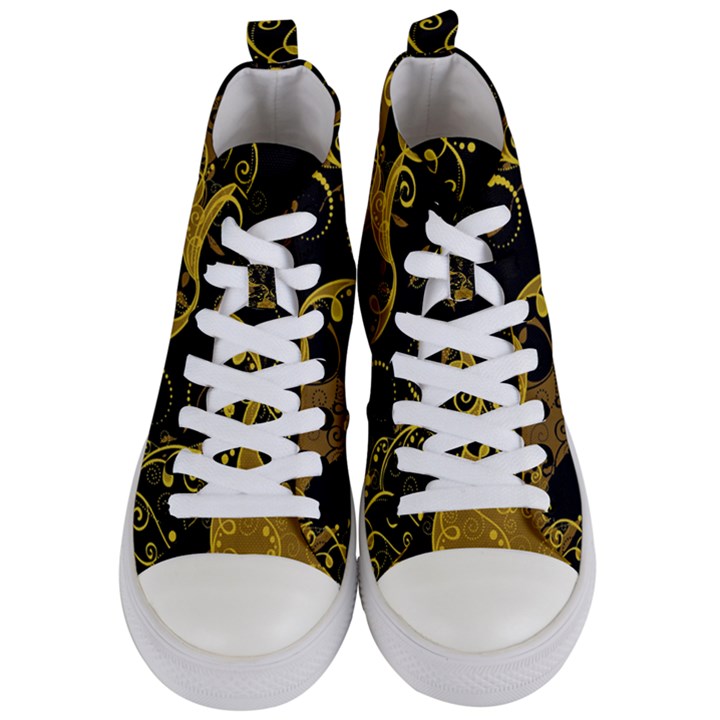 Floral Pattern Background Women s Mid-Top Canvas Sneakers