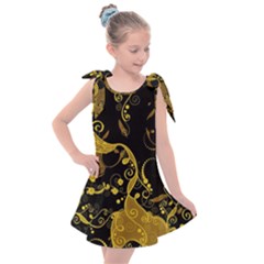 Floral Pattern Background Kids  Tie Up Tunic Dress