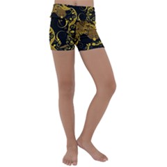 Floral Pattern Background Kids  Lightweight Velour Yoga Shorts by Vaneshart