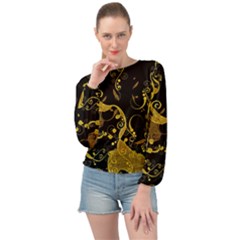 Floral Pattern Background Banded Bottom Chiffon Top by Vaneshart