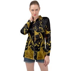 Floral Pattern Background Long Sleeve Satin Shirt