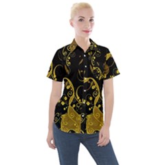 Floral Pattern Background Women s Short Sleeve Pocket Shirt