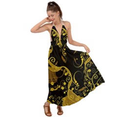 Floral Pattern Background Backless Maxi Beach Dress