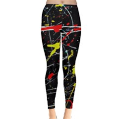 Random Paint Splats Background Leggings  by Vaneshart