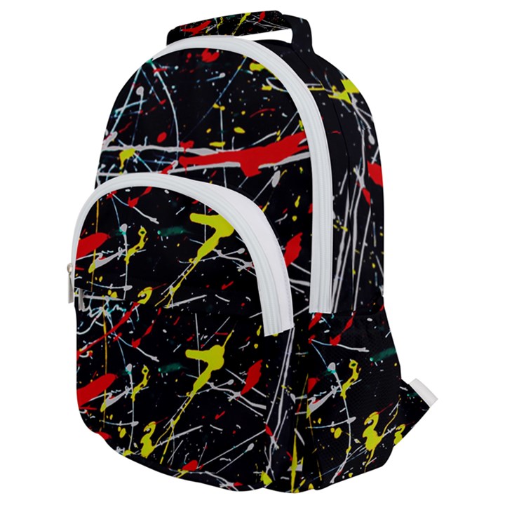 Random Paint Splats Background Rounded Multi Pocket Backpack