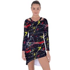 Random Paint Splats Background Asymmetric Cut-out Shift Dress by Vaneshart