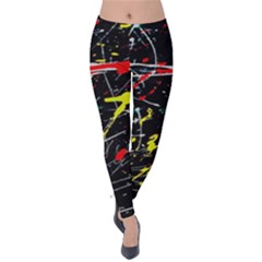 Random Paint Splats Background Velvet Leggings by Vaneshart