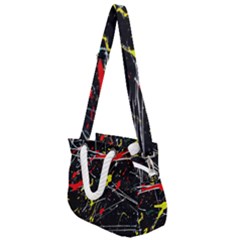 Random Paint Splats Background Rope Handles Shoulder Strap Bag by Vaneshart