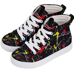 Random Paint Splats Background Kids  Hi-top Skate Sneakers by Vaneshart