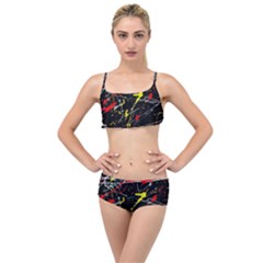 Random Paint Splats Background Layered Top Bikini Set by Vaneshart