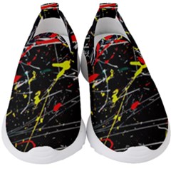 Random Paint Splats Background Kids  Slip On Sneakers by Vaneshart