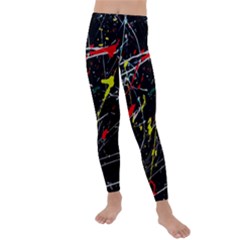 Random Paint Splats Background Kids  Lightweight Velour Leggings by Vaneshart