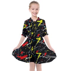 Random Paint Splats Background Kids  All Frills Chiffon Dress by Vaneshart