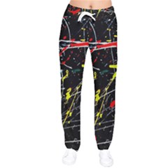 Random Paint Splats Background Women Velvet Drawstring Pants